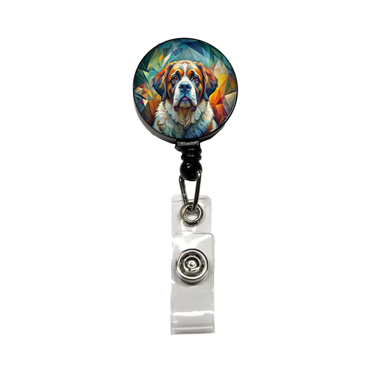 Saint Bernard Dog Abstract Stylized Art Retractable ID Key Card Name Tag Badge Holder with Clip