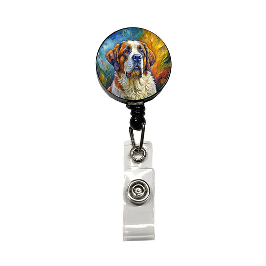Saint Bernard Dog Expressionism Art Retractable ID Key Card Name Tag Badge Holder with Clip