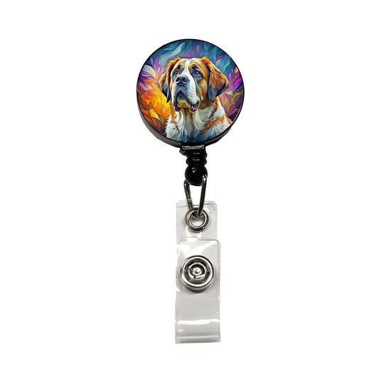 Saint Bernard Dog Pop Art Retractable ID Key Card Name Tag Badge Holder with Clip
