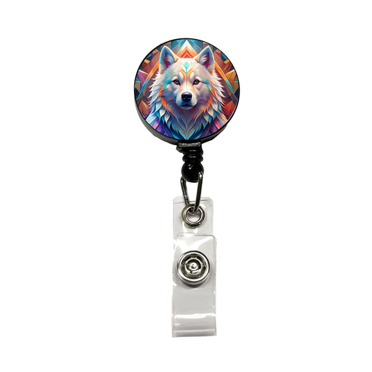 Samoyed Dog Abstract Stylized Art Retractable ID Key Card Name Tag Badge Holder with Clip
