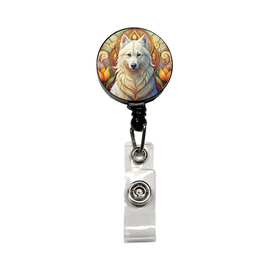 Samoyed Dog Art Nouveau Retractable ID Key Card Name Tag Badge Holder with Clip