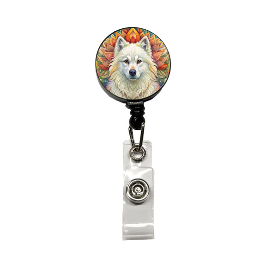 Samoyed Dog Bohemian Art Retractable ID Key Card Name Tag Badge Holder with Clip
