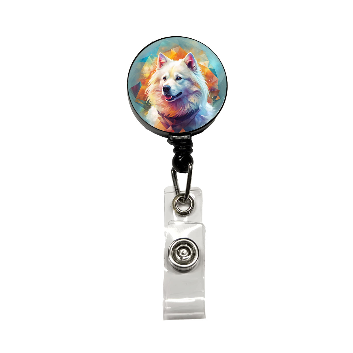 Samoyed Dog Contemporary Art Retractable ID Key Card Name Tag Badge Holder with Clip