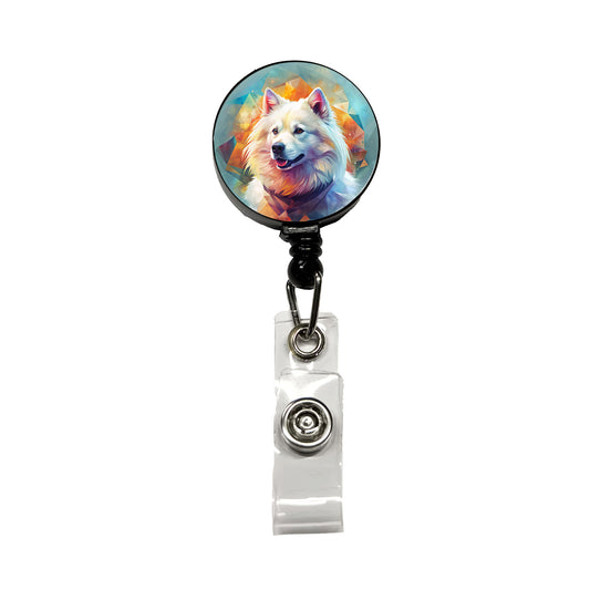 Samoyed Dog Contemporary Art Retractable ID Key Card Name Tag Badge Holder with Clip