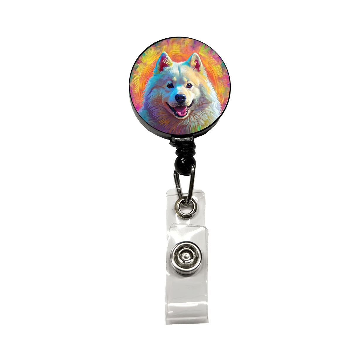 Samoyed Dog Pop Art Retractable ID Key Card Name Tag Badge Holder with Clip
