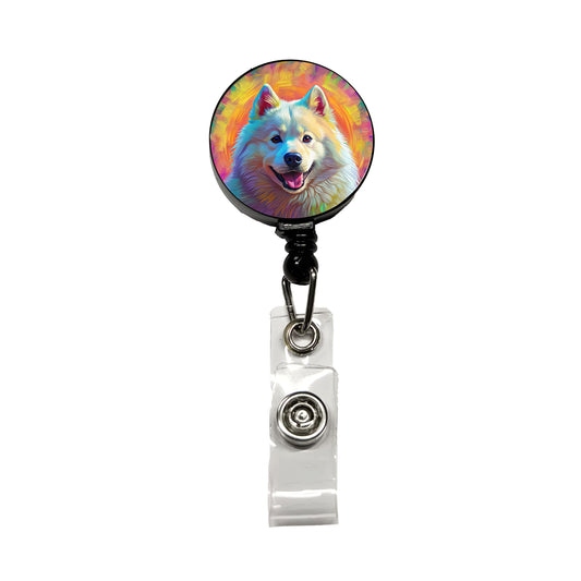Samoyed Dog Pop Art Retractable ID Key Card Name Tag Badge Holder with Clip
