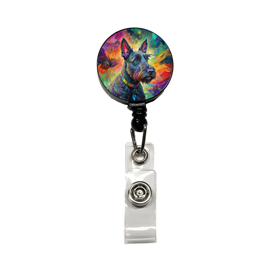 Scottish Terrier Dog Abstract Art Retractable ID Key Card Name Tag Badge Holder with Clip