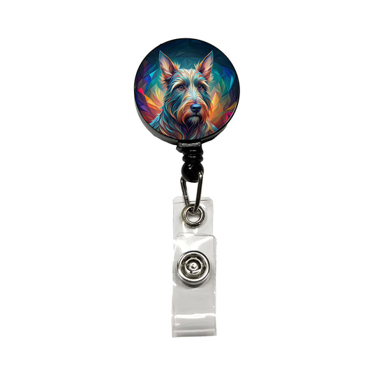 Scottish Terrier Dog Abstract Stylized Art Retractable ID Key Card Name Tag Badge Holder with Clip