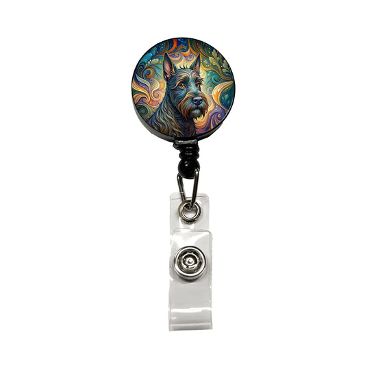 Scottish Terrier Dog Art Nouveau Retractable ID Key Card Name Tag Badge Holder with Clip