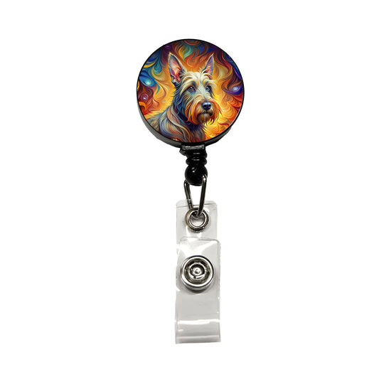 Scottish Terrier Dog Expressionism Art Retractable ID Key Card Name Tag Badge Holder with Clip