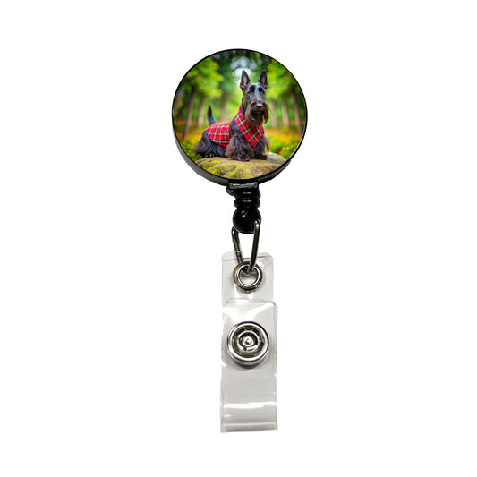Scottish Terrier Dog Photo Retractable ID Key Card Name Tag Badge Holder with Clip