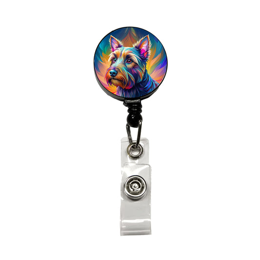 Scottish Terrier Dog Pop Art Retractable ID Key Card Name Tag Badge Holder with Clip