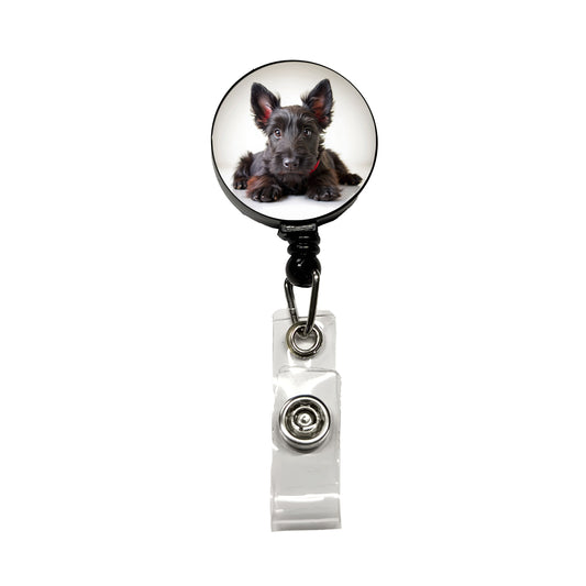 Scottish Terrier Dog Puppy Photo Retractable ID Key Card Name Tag Badge Holder with Clip