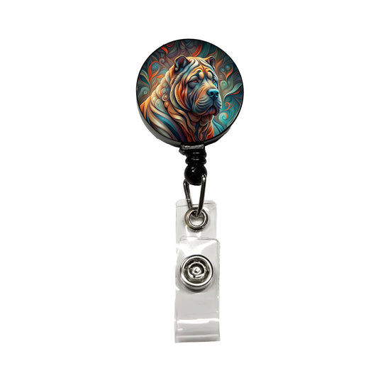 Shar Pei Dog Abstract Stylized Art Retractable ID Key Card Name Tag Badge Holder with Clip