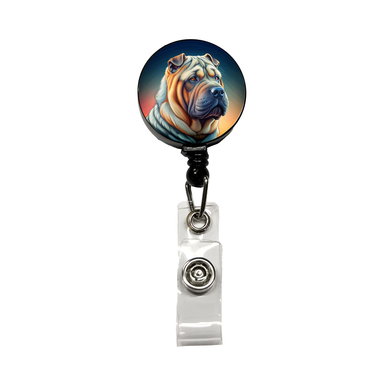 Shar Pei Dog Art Nouveau Retractable ID Key Card Name Tag Badge Holder with Clip