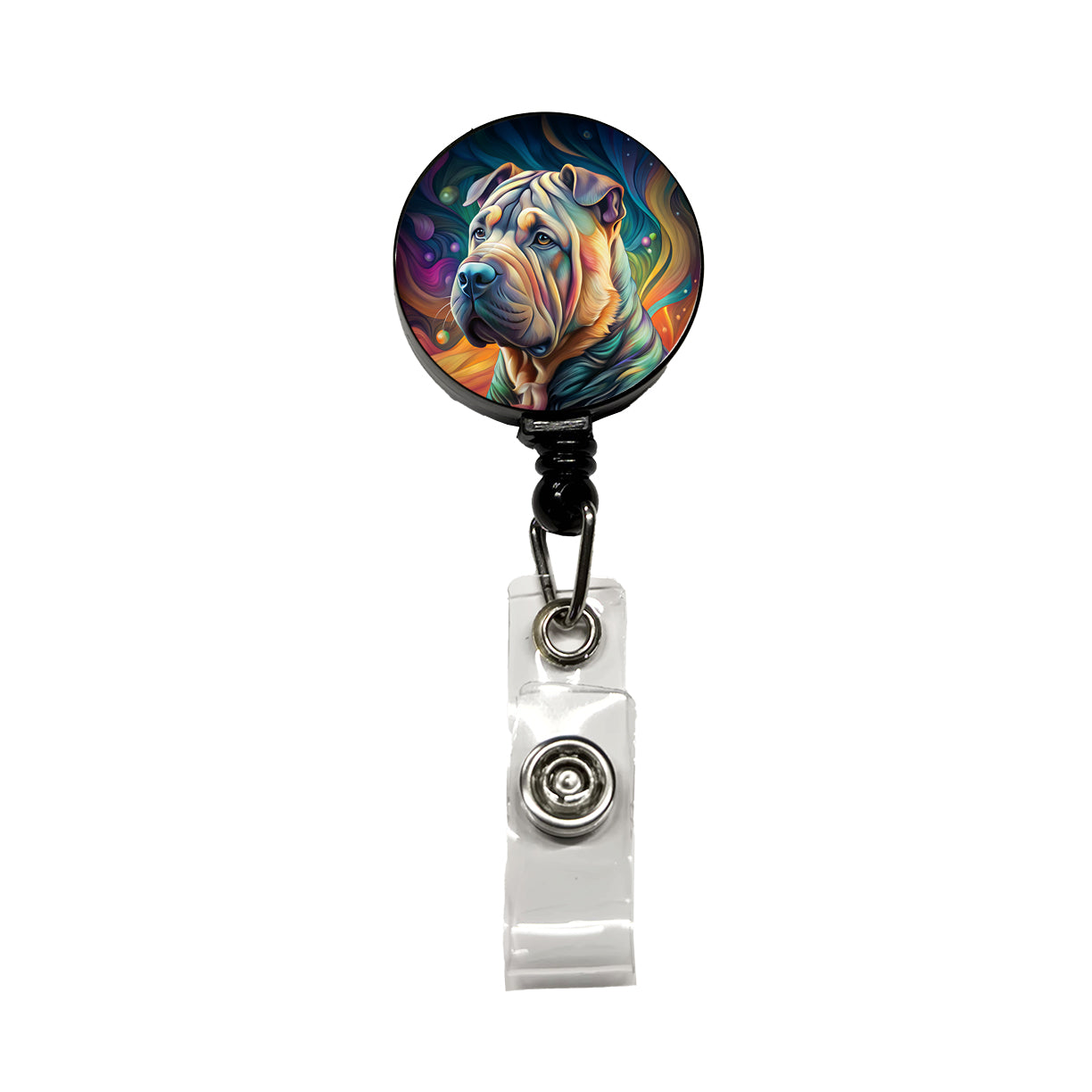 Shar Pei Dog Contemporary Art Retractable ID Key Card Name Tag Badge Holder with Clip