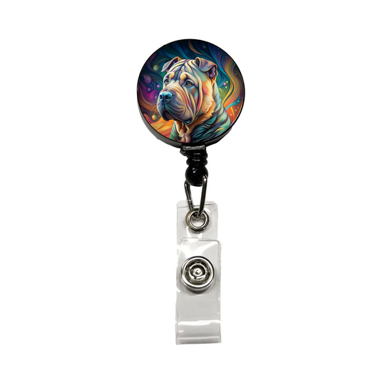 Shar Pei Dog Contemporary Art Retractable ID Key Card Name Tag Badge Holder with Clip