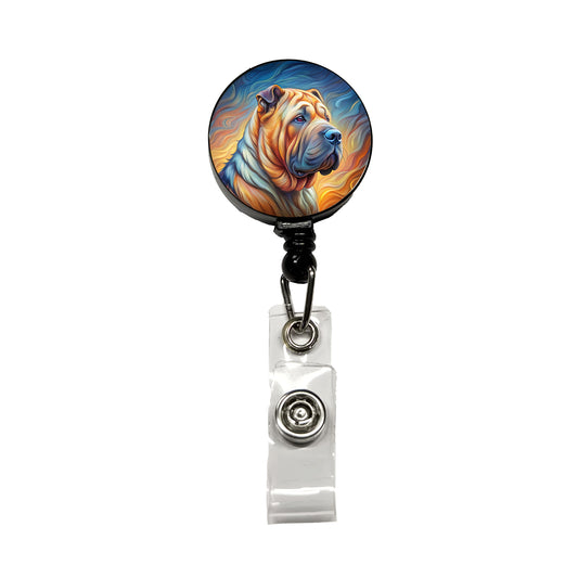 Shar Pei Dog Expressionism Art Retractable ID Key Card Name Tag Badge Holder with Clip
