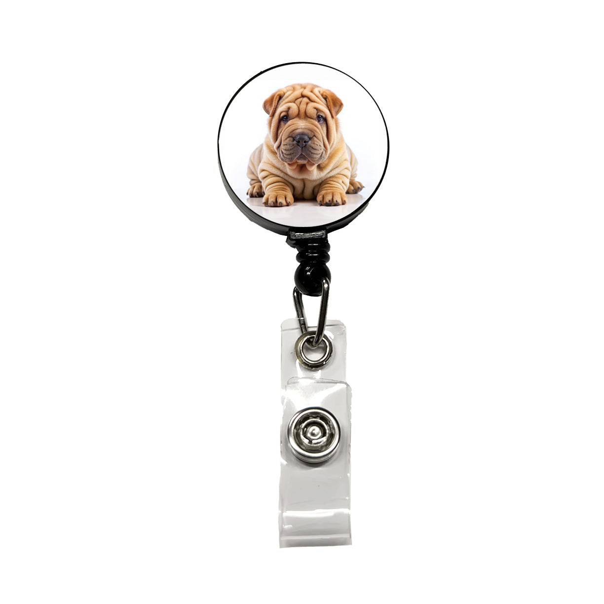 Shar Pei Dog Puppy Photo Retractable ID Key Card Name Tag Badge Holder with Clip