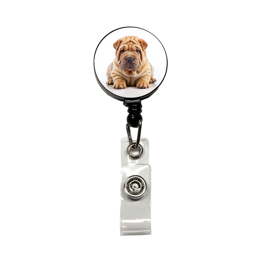 Shar Pei Dog Puppy Photo Retractable ID Key Card Name Tag Badge Holder with Clip
