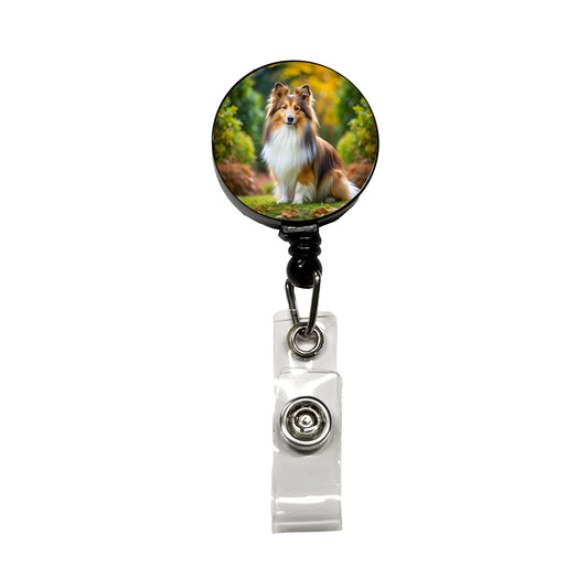 Shetland Sheepdog Sheltie Dog Photo Retractable ID Key Card Name Tag Badge Holder with Clip