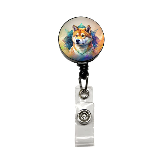 Shiba Inu Dog Contemporary Art Retractable ID Key Card Name Tag Badge Holder with Clip