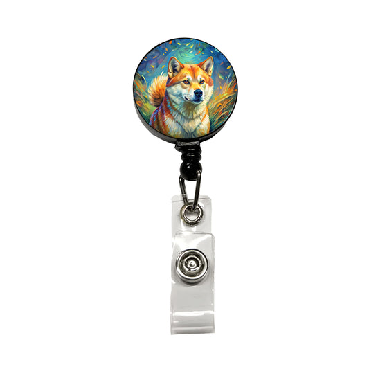 Shiba Inu Dog Expressionism Art Retractable ID Key Card Name Tag Badge Holder with Clip