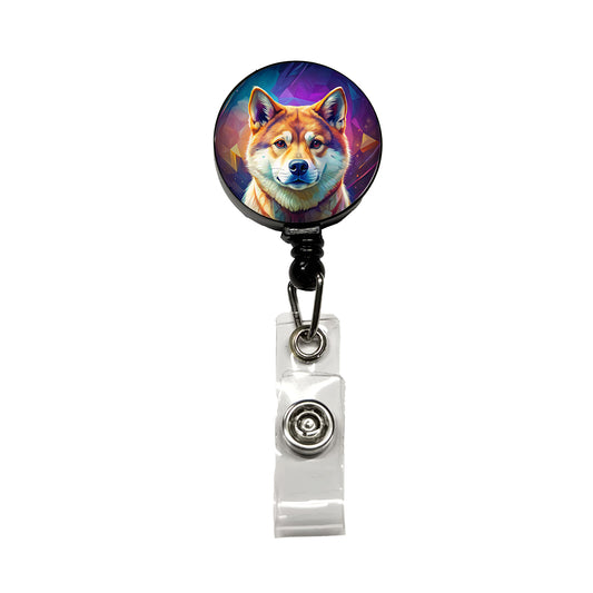 Shiba Inu Dog Pop Art Retractable ID Key Card Name Tag Badge Holder with Clip