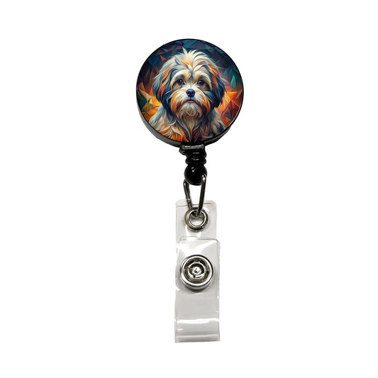 Shih Tzu Dog Abstract Art Retractable ID Key Card Name Tag Badge Holder with Clip