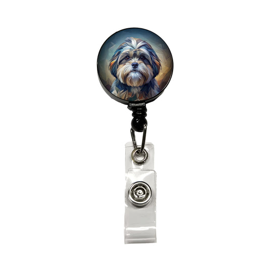 Shih Tzu Dog Abstract Stylized Art Retractable ID Key Card Name Tag Badge Holder with Clip
