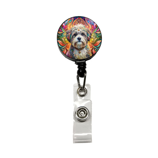 Shih Tzu Dog Bohemian Art Retractable ID Key Card Name Tag Badge Holder with Clip