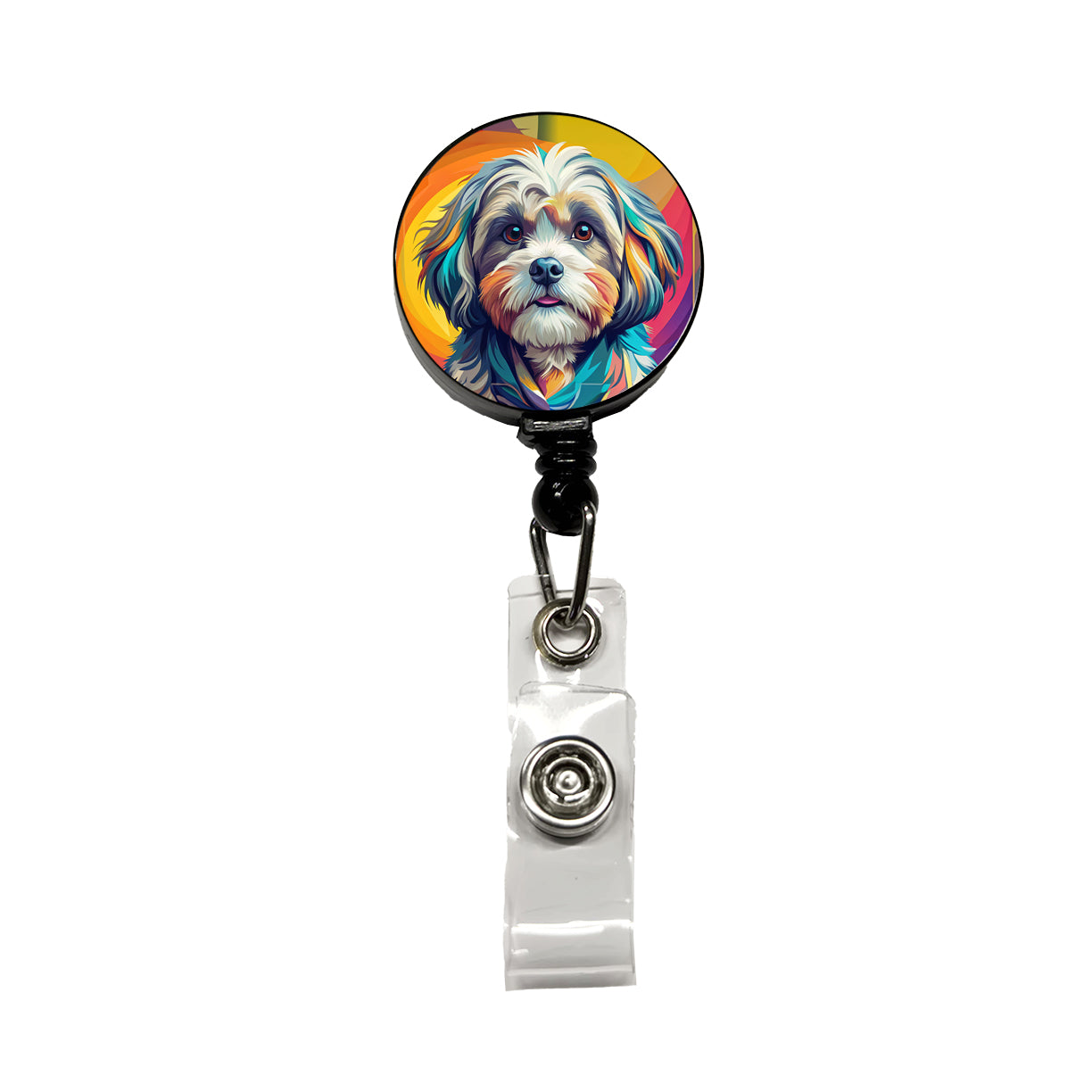 Shih Tzu Dog Pop Art Retractable ID Key Card Name Tag Badge Holder with Clip