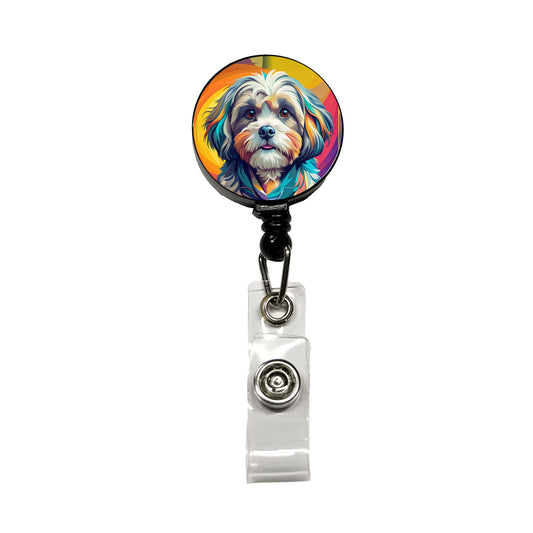 Shih Tzu Dog Pop Art Retractable ID Key Card Name Tag Badge Holder with Clip