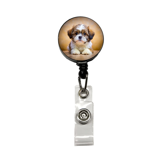 Shih Tzu Dog Puppy Photo Retractable ID Key Card Name Tag Badge Holder with Clip