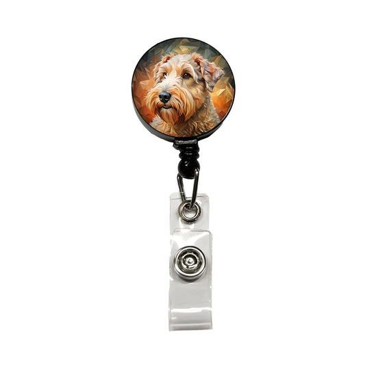 Soft Coated Wheaten Terrier Dog Abstract Stylized Art Retractable ID Key Card Name Tag Badge Holder with Clip