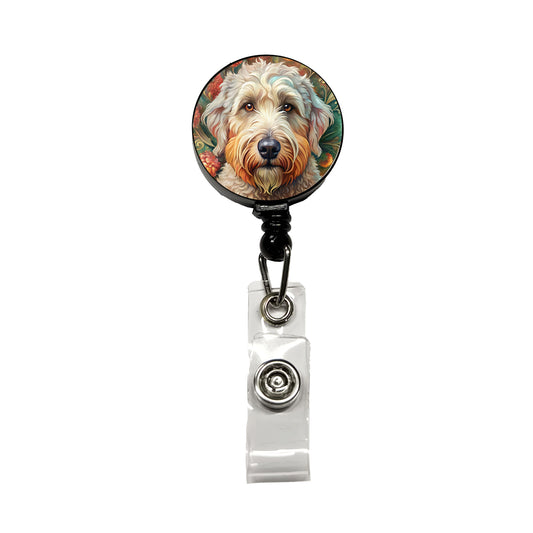 Soft Coated Wheaten Terrier Dog Bohemian Art Retractable ID Key Card Name Tag Badge Holder with Clip