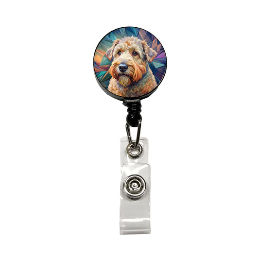 Soft Coated Wheaten Terrier Dog Contemporary Art Retractable ID Key Card Name Tag Badge Holder with Clip