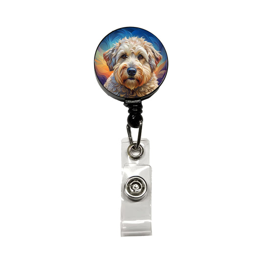 Soft Coated Wheaten Terrier Dog Pop Art Retractable ID Key Card Name Tag Badge Holder with Clip