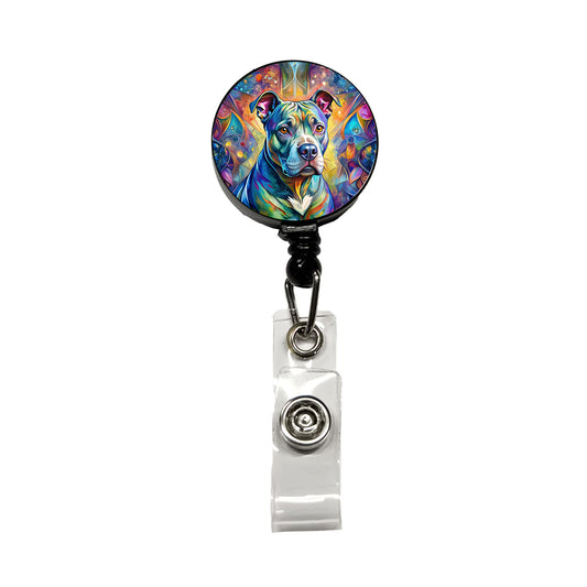 Staffordshire Bull Terrier Staffy Dog Abstract Art Retractable ID Key Card Name Tag Badge Holder with Clip