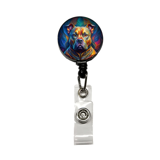 Staffordshire Bull Terrier Staffy Dog Abstract Stylized Art Retractable ID Key Card Name Tag Badge Holder with Clip
