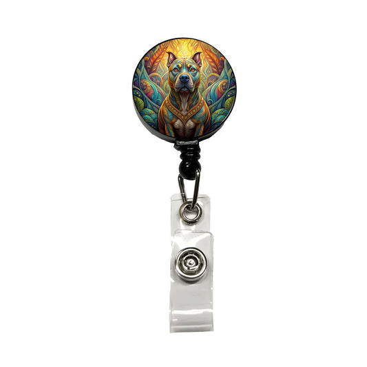 Staffordshire Bull Terrier Staffy Dog Art Nouveau Retractable ID Key Card Name Tag Badge Holder with Clip