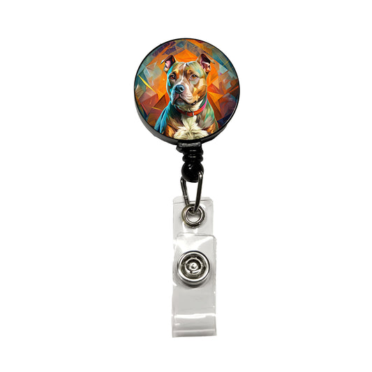 Staffordshire Bull Terrier Staffy Dog Contemporary Art Retractable ID Key Card Name Tag Badge Holder with Clip