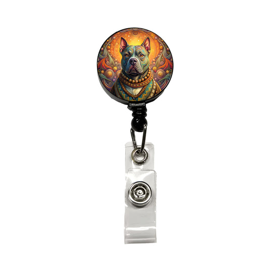 Staffordshire Bull Terrier Staffy Dog French Bohemian Art Retractable ID Key Card Name Tag Badge Holder with Clip