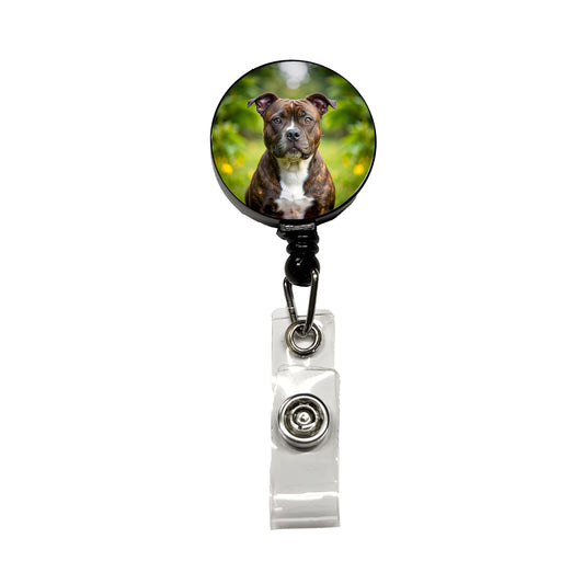 Staffordshire Bull Terrier Staffy Dog Photo Retractable ID Key Card Name Tag Badge Holder with Clip