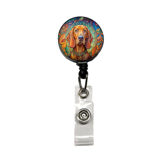 Vizsla Dog Bohemian Art Retractable ID Key Card Name Tag Badge Holder with Clip