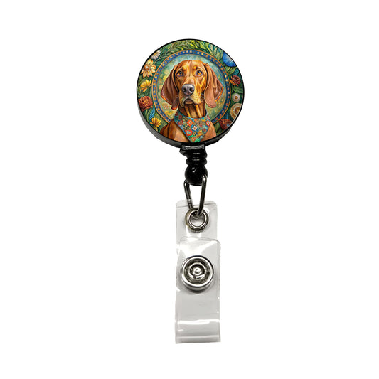 Vizsla Dog French Bohemian Art Retractable ID Key Card Name Tag Badge Holder with Clip