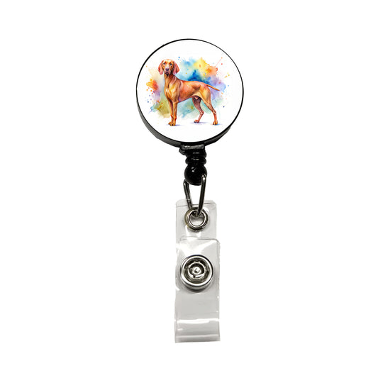 Vizsla Dog Watercolor Style Retractable ID Key Card Name Tag Badge Holder with Clip