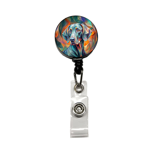 Weimaraner Dog Abstract Stylized Art Retractable ID Key Card Name Tag Badge Holder with Clip