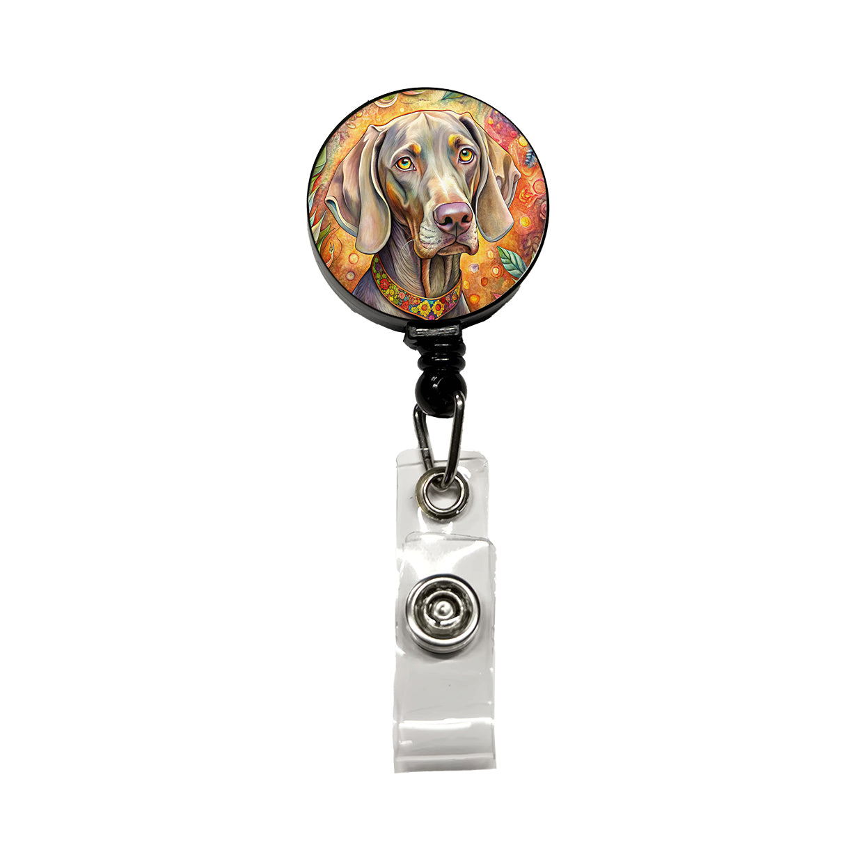 Weimaraner Dog Bohemian Art Retractable ID Key Card Name Tag Badge Holder with Clip