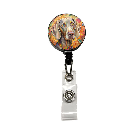 Weimaraner Dog Bohemian Art Retractable ID Key Card Name Tag Badge Holder with Clip